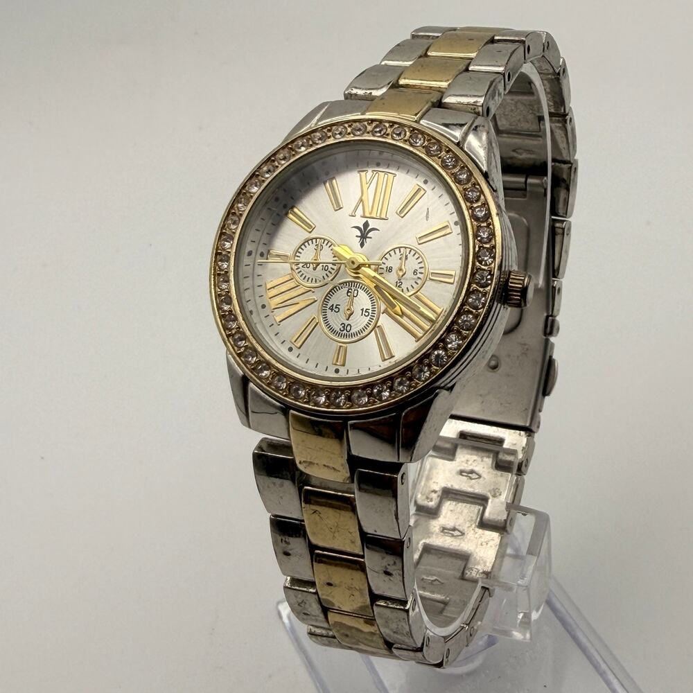 Elegant Kim Rogers Two-Tone Crystal Bezel Fashion Watch Working New Battery
